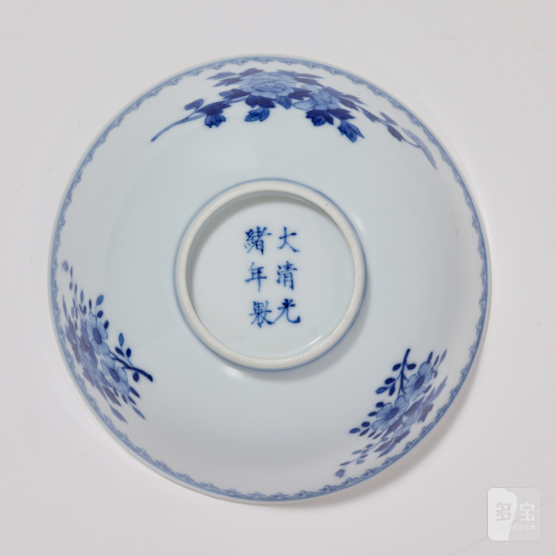 清光绪 青花花卉纹碗 - 图5